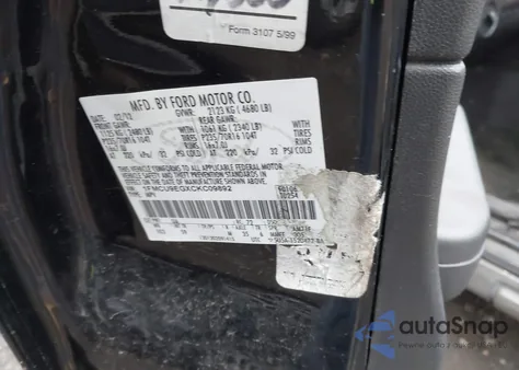 2012 Ford Escape Limited z USA, uszkodzony, nr VIN 1FMCU9EGXCKC09892